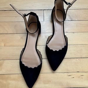 ❤️ J Crew Scalloped Suede D’Orsay Ankle-Strap Flats